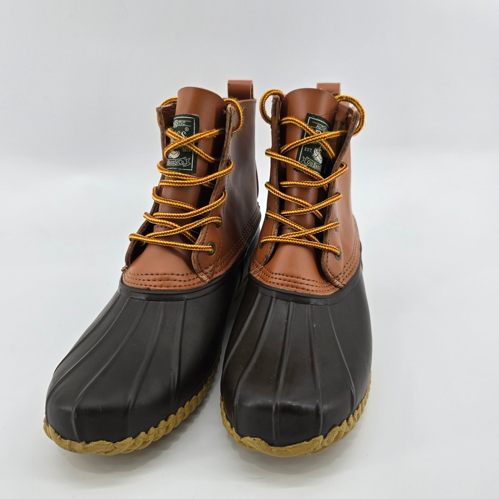 G.H. Bass Catskill Duck Boots Mens Leather Rubber Brown 11 D